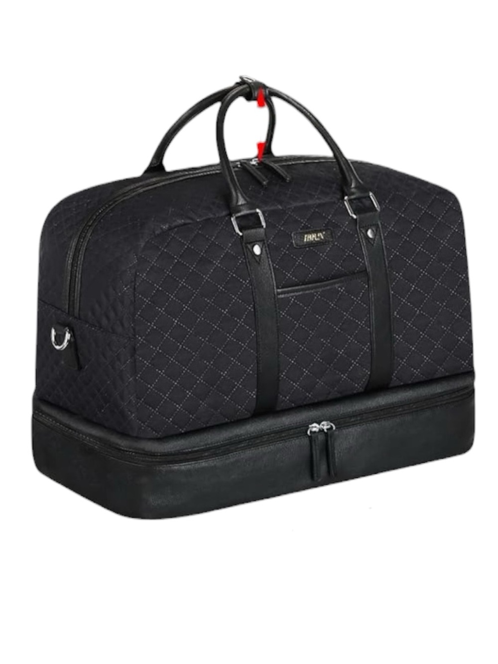 IBFUN quilted black exterior and a dedicated shoe compartment weekender bag
